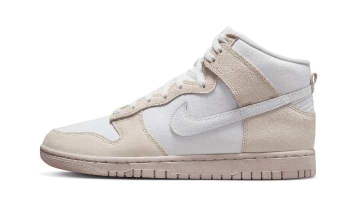 Nike Dunk High Retro PRM Cracked Leather Swoosh, Summit White/White/Phantom/Pink Oxford (DV0822-100)