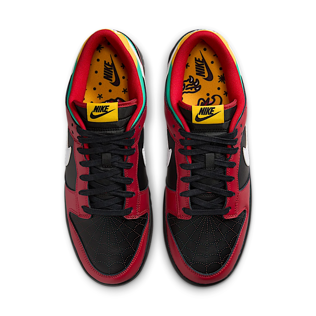 Nike Dunk Low Biker Tattoos, Black/White/Gym Red/University Gold/Atomic Teal (FZ3057-001)