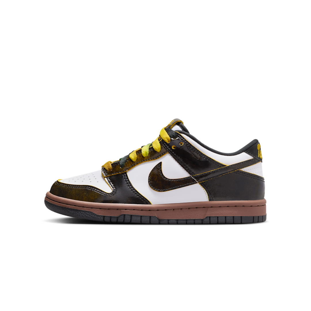 Nike Dunk Low SE Panda-Monium White Black Fauna Brown, White/Black/Fauna Brown/Bright Citron (HQ9294-100)