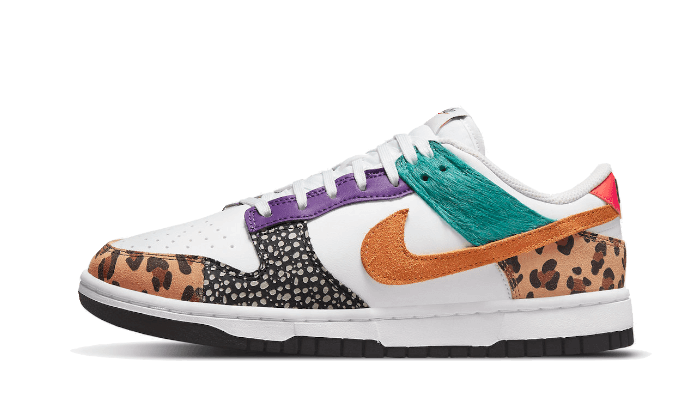 Nike Dunk Low Safari Mix, White/Washed Teal/Electro Purple (DN3866-100)