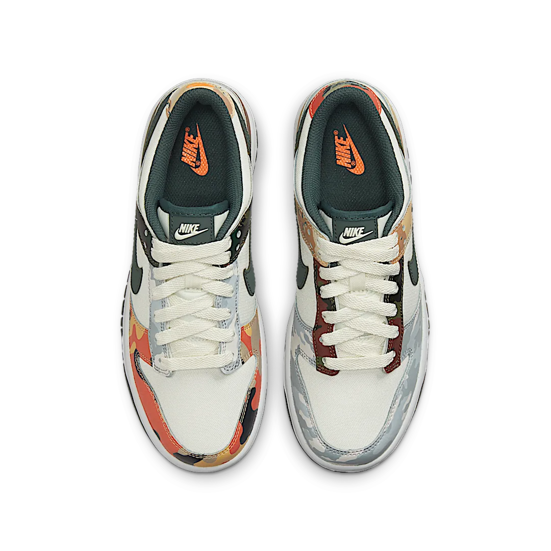 Nike Dunk Low Sail Multi-Camo, Sail/Vintage Green-Total Orange-White (DB1909-100)