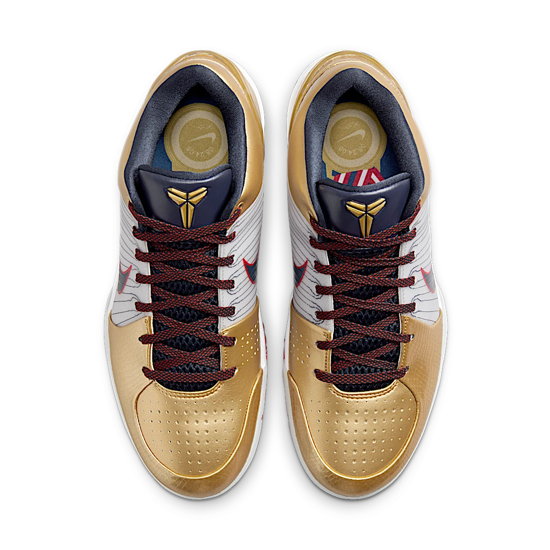 Nike Kobe 4 Protro Gold Medal (2024), White/Dark Obsidian/Varsity Red/Metallic Gold (FQ3544-100)