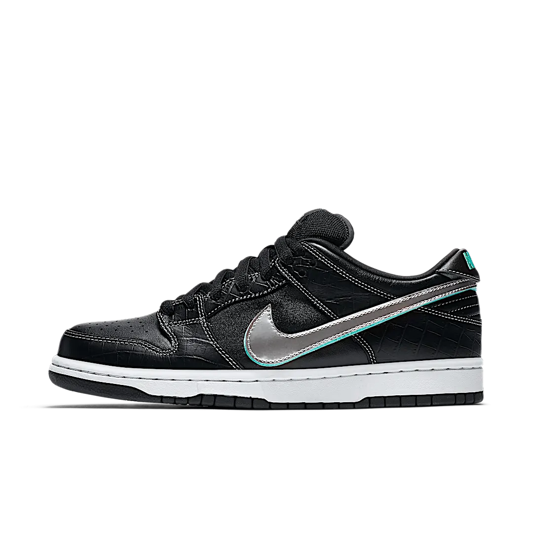 Nike SB Dunk Low Diamond Supply Co. Black Diamond, Black/Chrome-Black-Tropical Twist (BV1310-001)