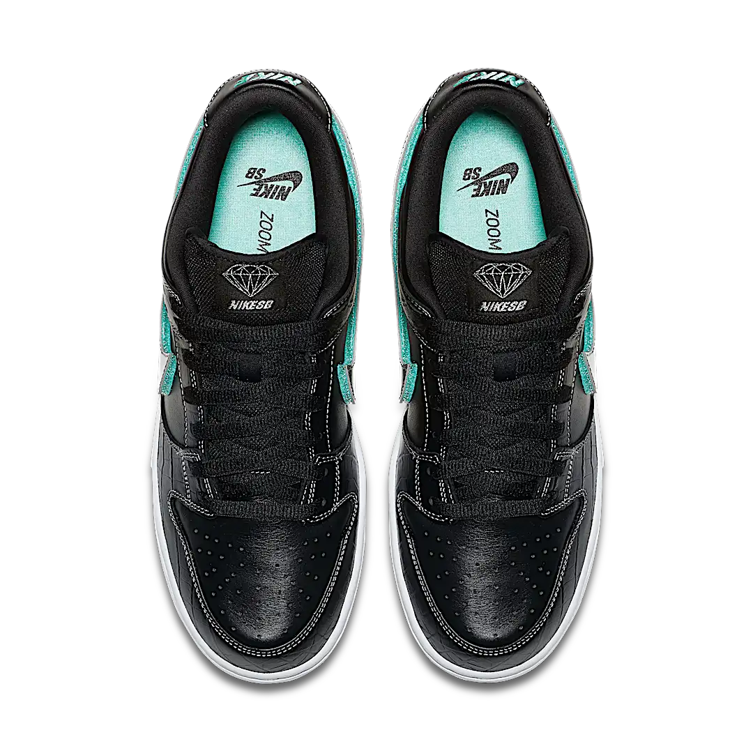 Nike SB Dunk Low Diamond Supply Co. Black Diamond, Black/Chrome-Black-Tropical Twist (BV1310-001)