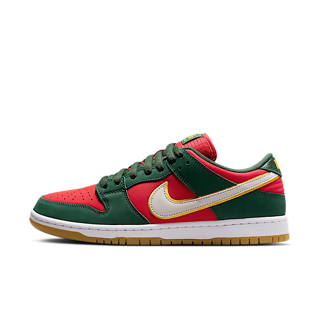 Nike SB Dunk Low Pro PRM Seattle Supersonics, Fir/White/University Gold/Fire Red (FZ1287-300)