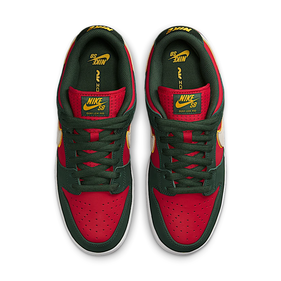 Nike SB Dunk Low Pro PRM Seattle Supersonics, Fir/White/University Gold/Fire Red (FZ1287-300)