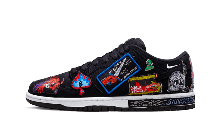 Nike SB Dunk Low Pro QS Neckface, Black/White-Multi Color (DQ4488-001)