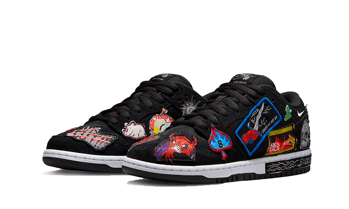 Nike SB Dunk Low Pro QS Neckface, Black/White-Multi Color (DQ4488-001)