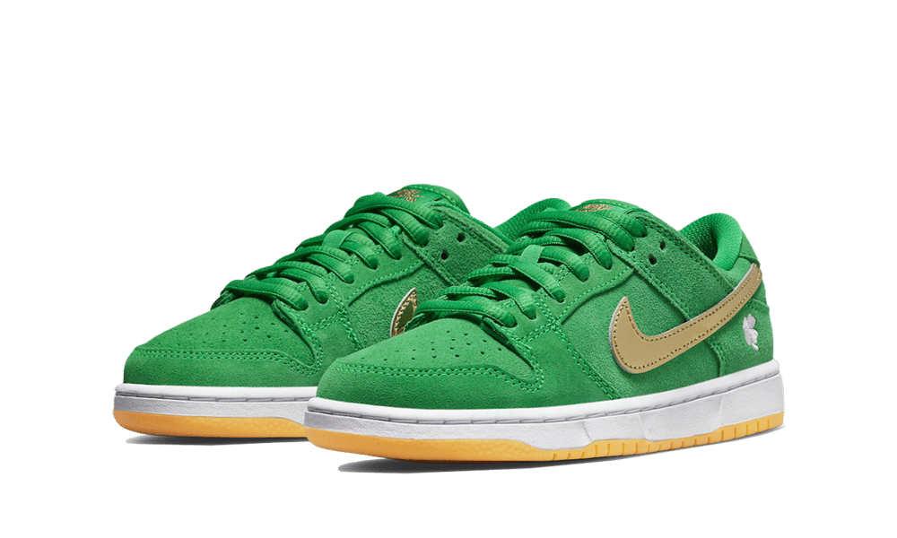 Nike SB Dunk Low Pro St. Patrick's Day (2022), Green/Metallic Gold-White-Light Gum (BQ6817-303)