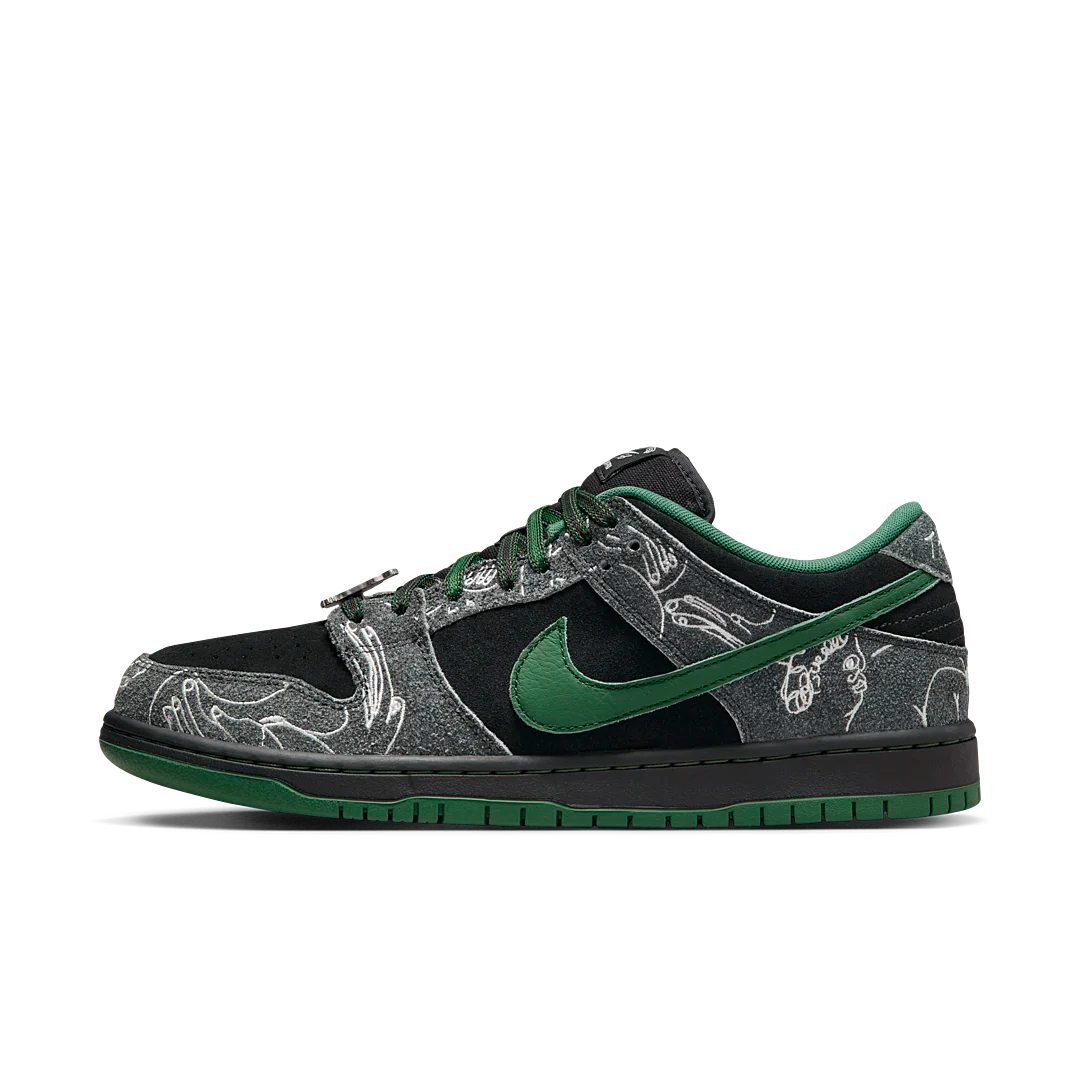 Nike SB Dunk Low There Skateboards, Black/Gorge Green-Summit White (HF7743-001)