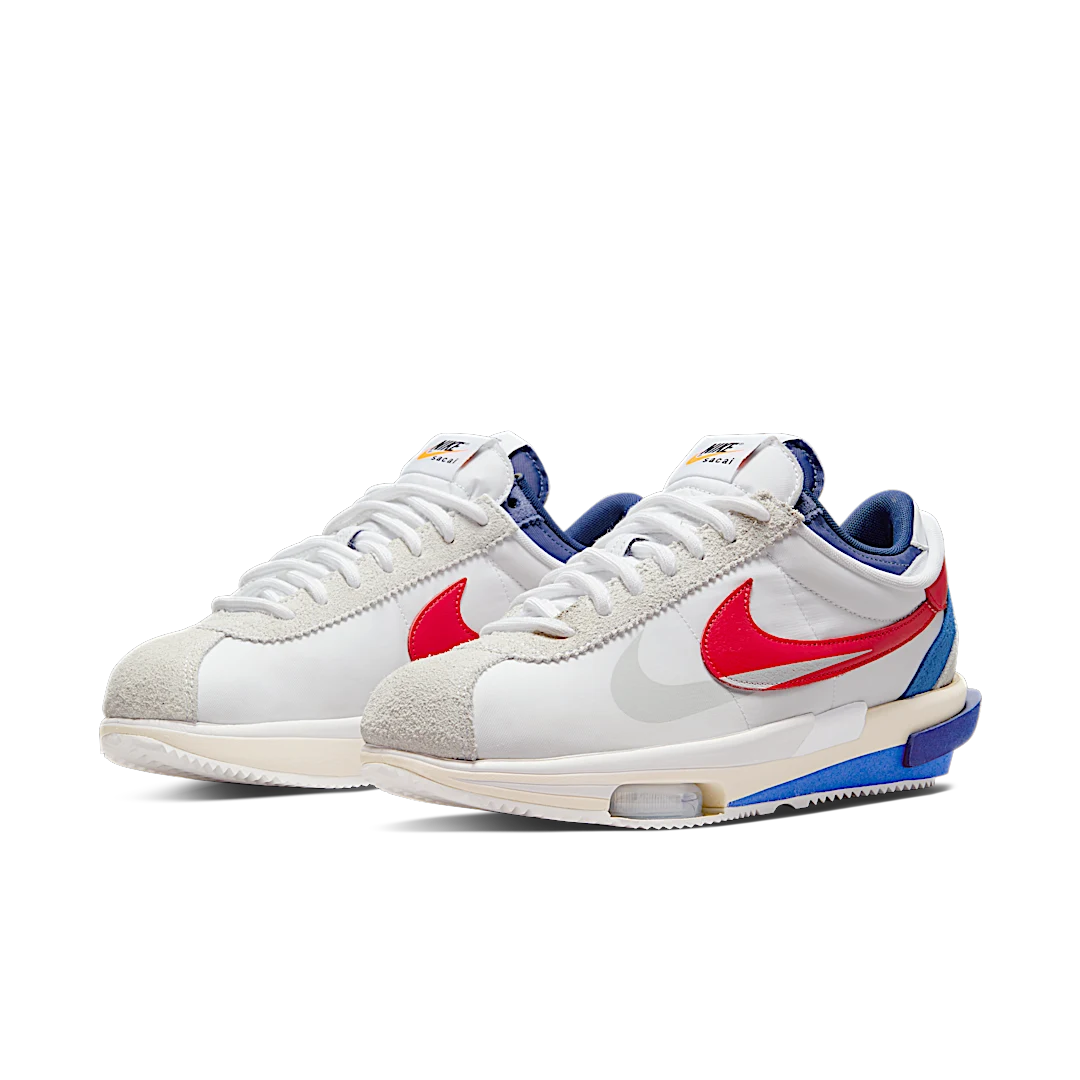 Nike Zoom Cortez SP sacai White University Red Blue, White/Light Cream-University Red (DQ0581-100)