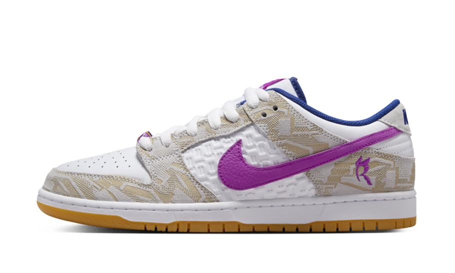 Nike SB Dunk Low Rayssa Leal, Pure Platinum/Deep Royal Blue/Vivid Purple/White/Gum Yellow (FZ5251-001)