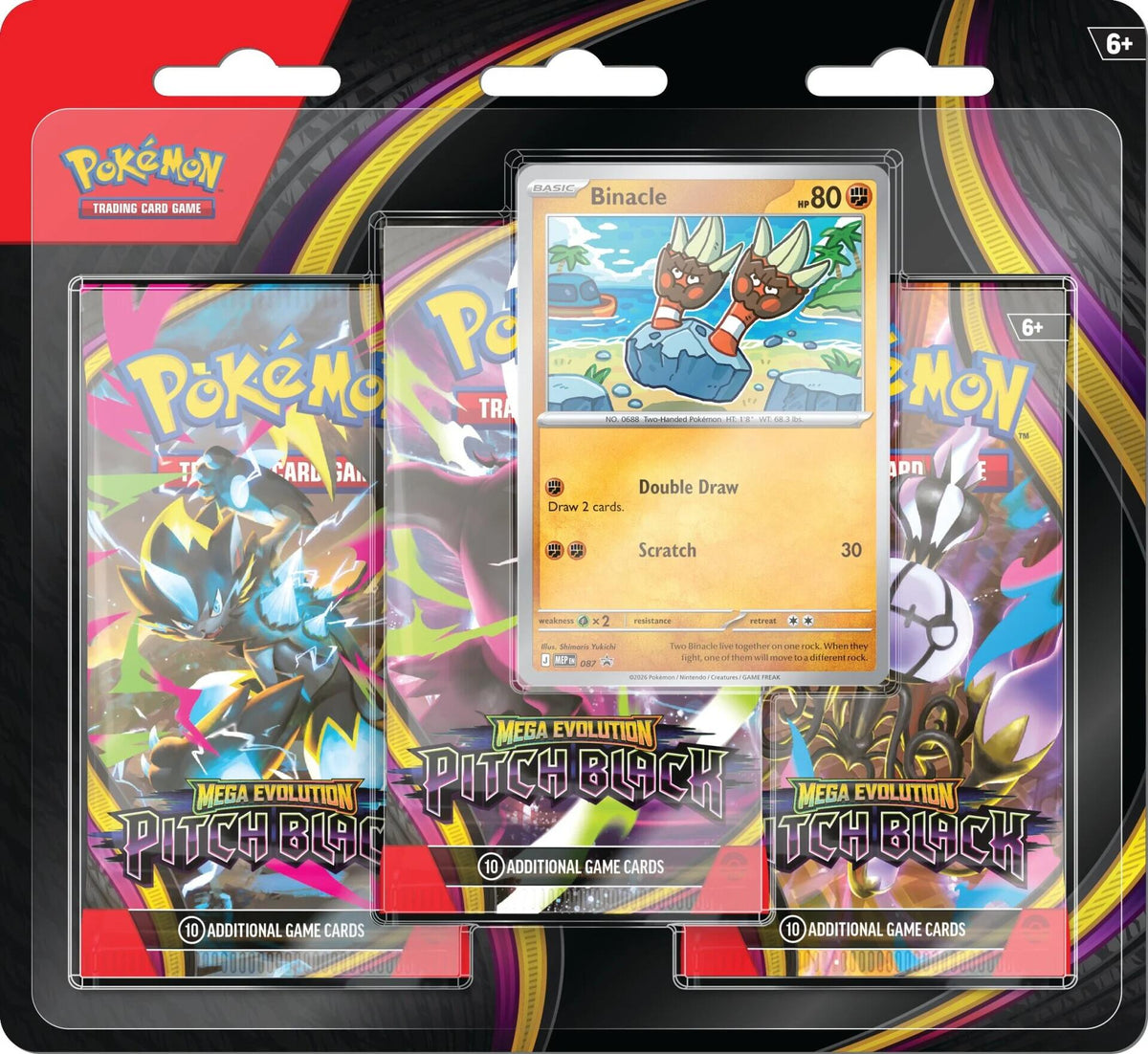 Pokémon TCG Pitch Black: Binacle 3-Pack Blister
