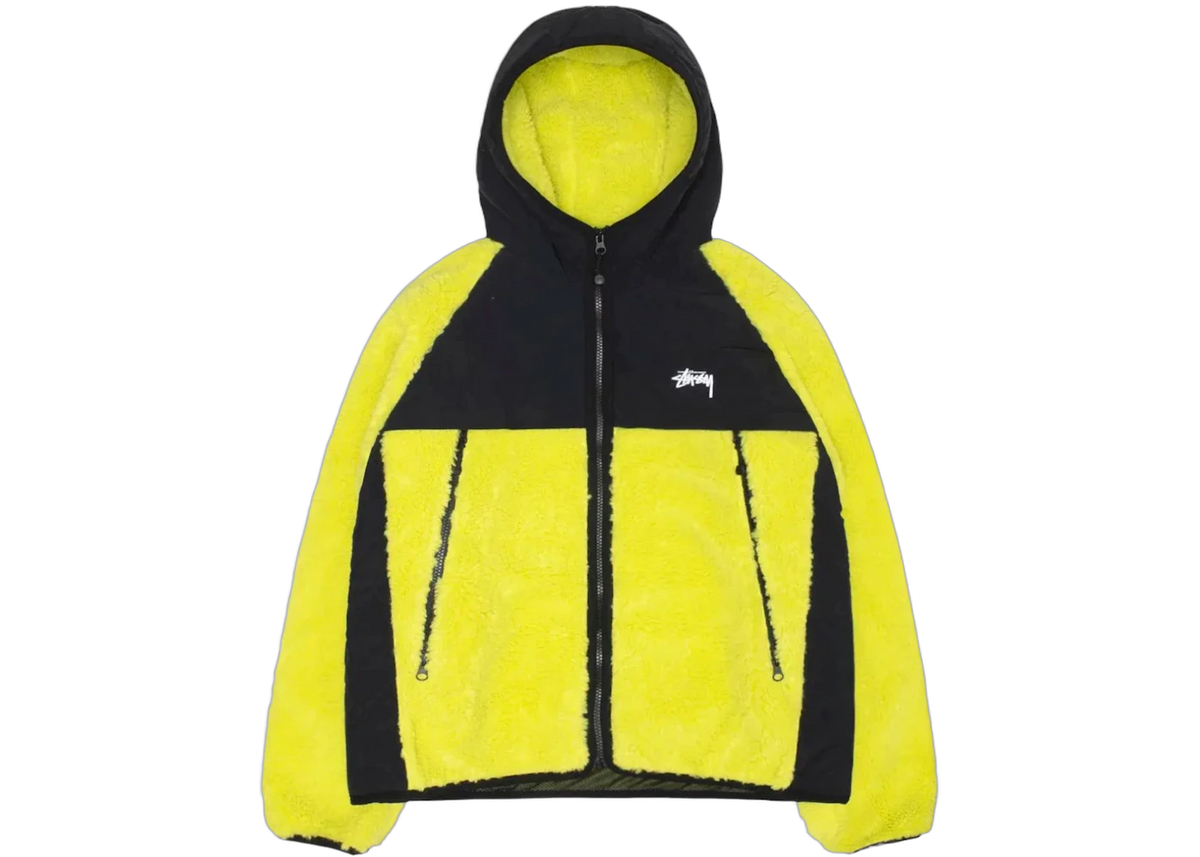 Stussy Sherpa Paneled Hooded Jacket Lime