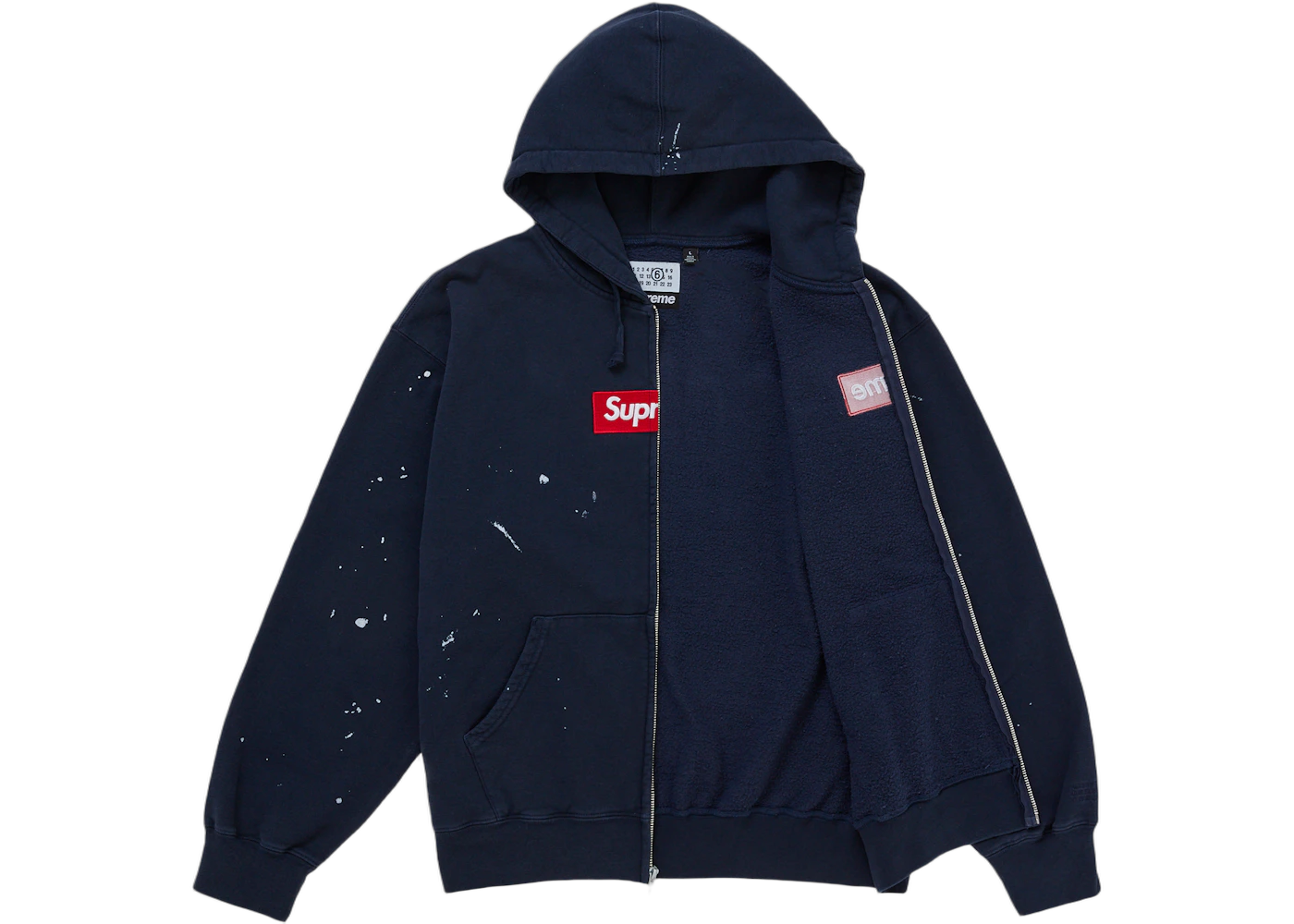 Supreme MM6 Maison Margiela Box Logo Zip Up Hooded Sweatshirt Navy