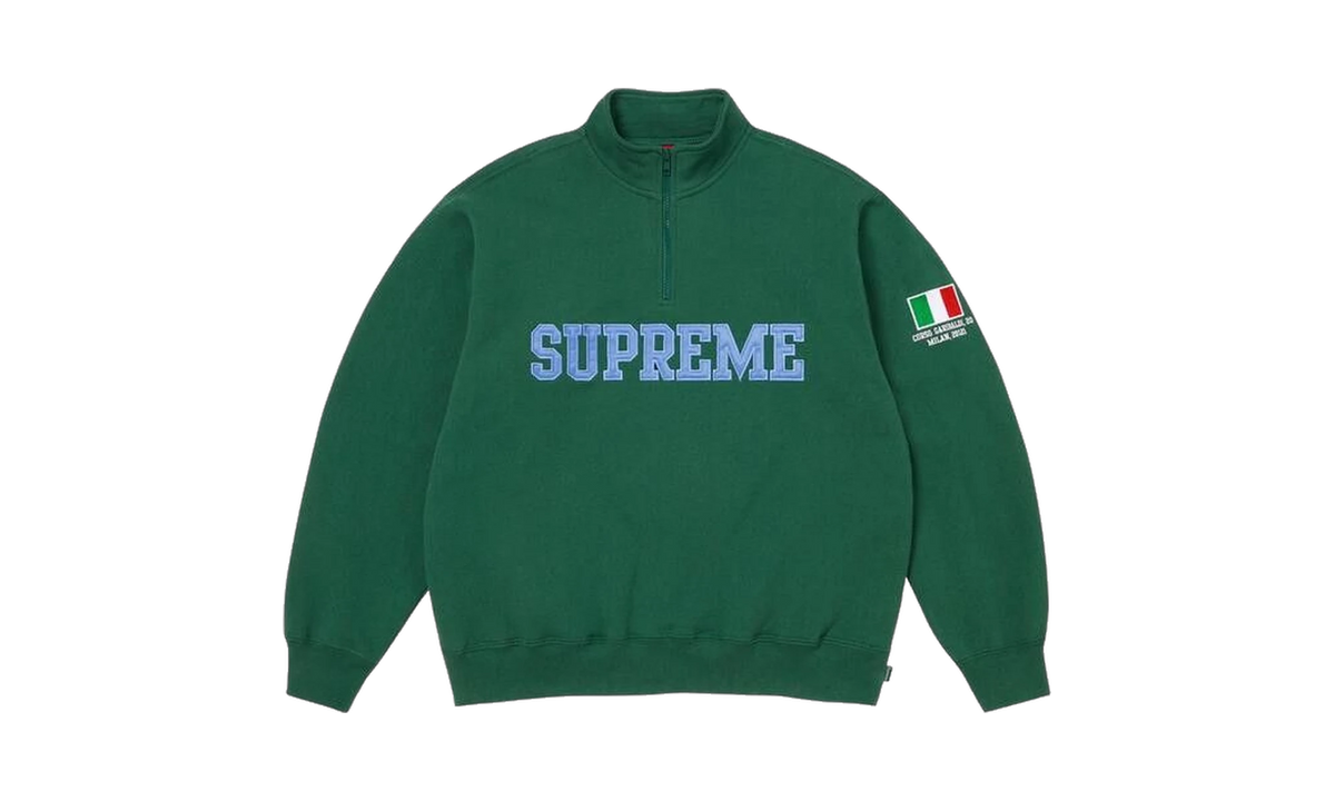 Supreme Shop Flag Half Zip Pullover Dark Green Milan