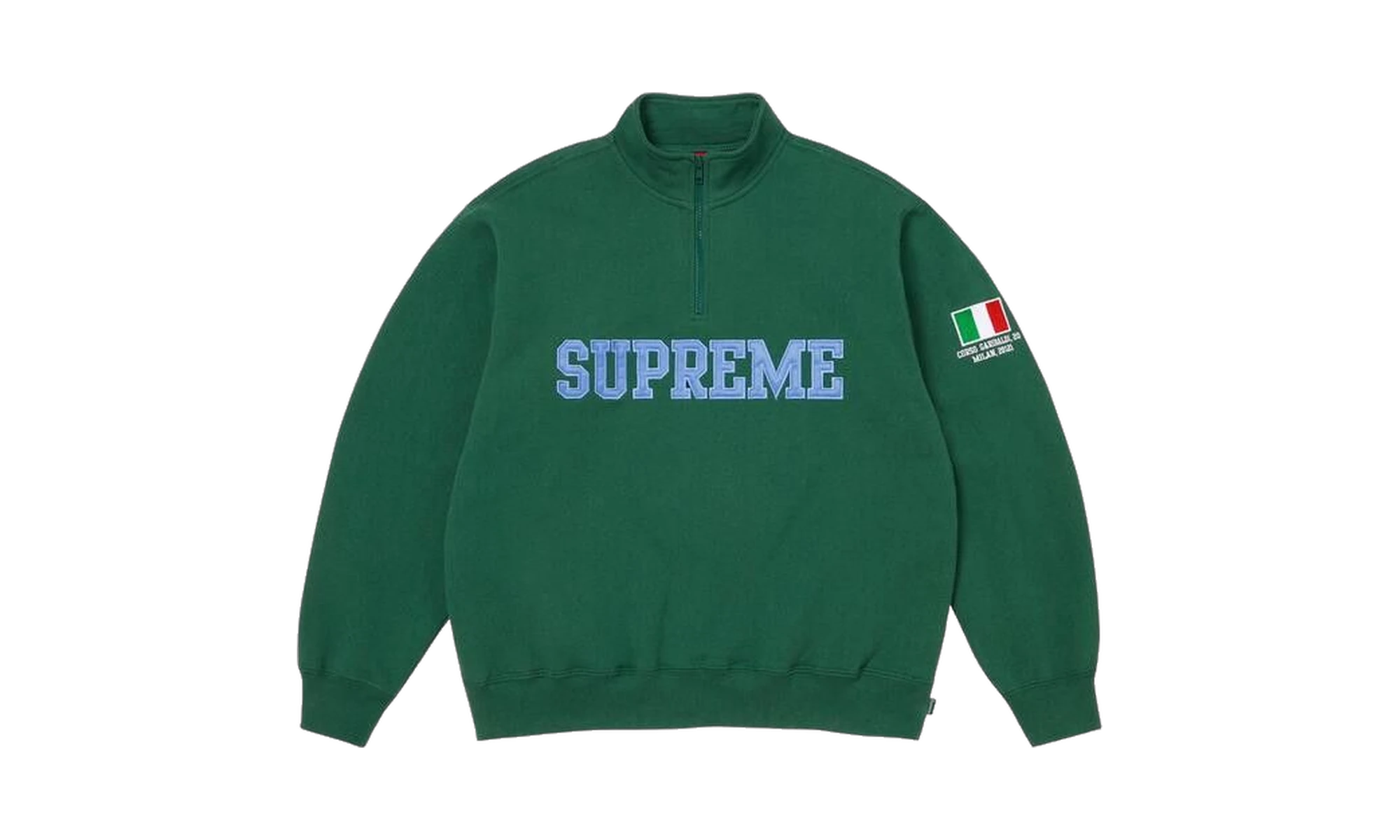 Supreme Shop Flag Half Zip Pullover Dark Green Milan