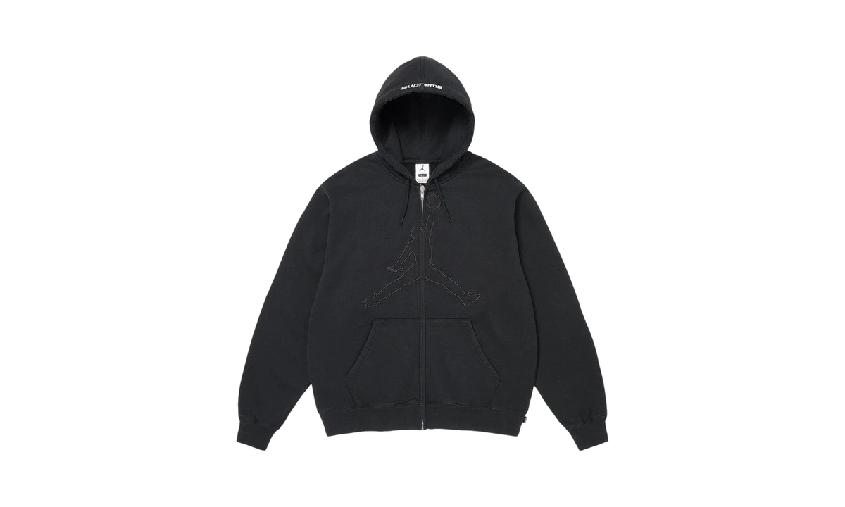 Supreme x Air Jordan Zip Up Hooded Sweatshirt Black