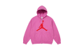 Supreme x Air Jordan Zip Up Hooded Sweatshirt Pink