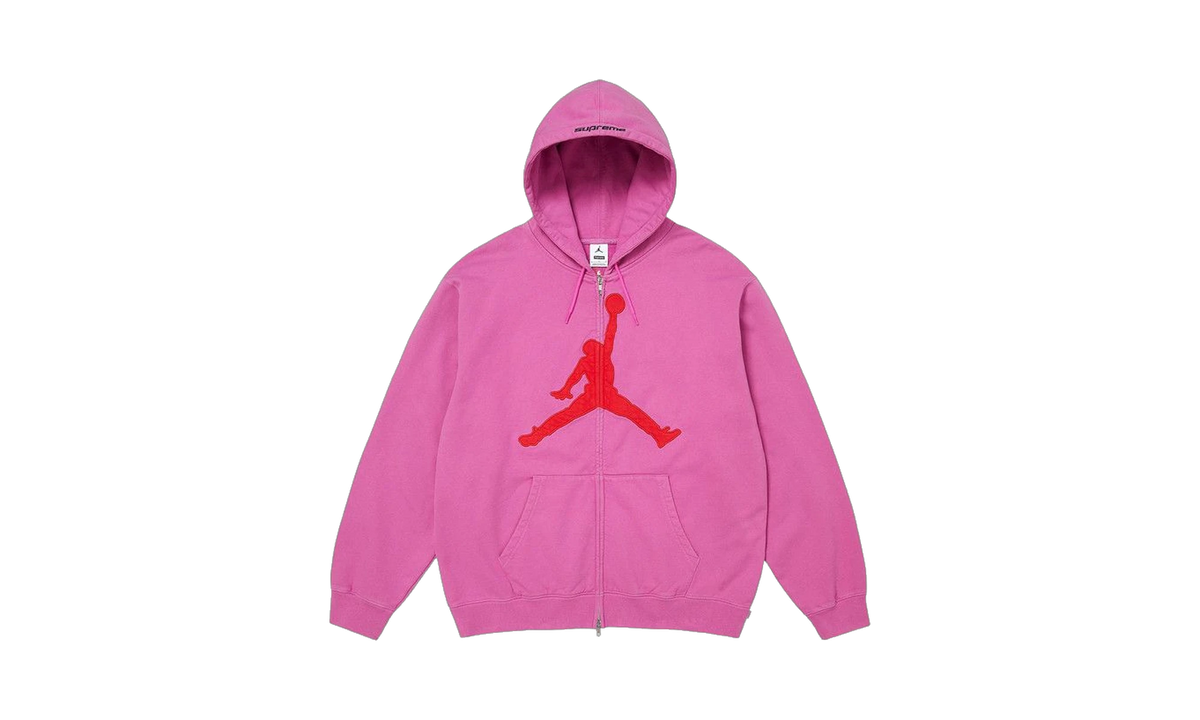 Supreme x Air Jordan Zip Up Hooded Sweatshirt Pink