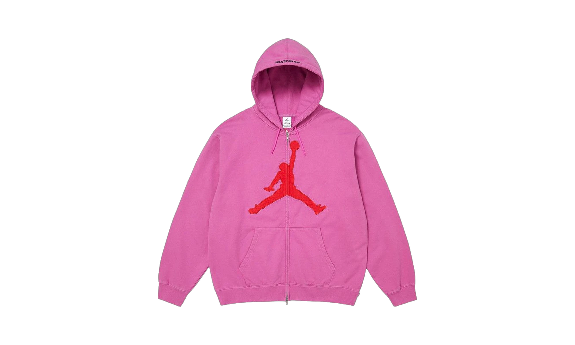 Supreme x Air Jordan Zip Up Hooded Sweatshirt Pink