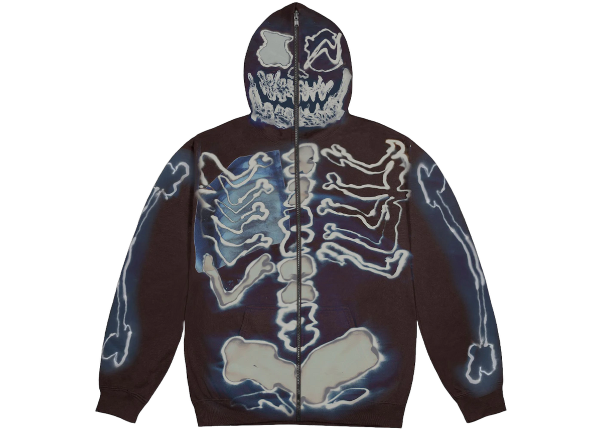 Travis Scott Cactus Jack For Fragment Skeleton Graffiti Full Zip Hoodie Multi