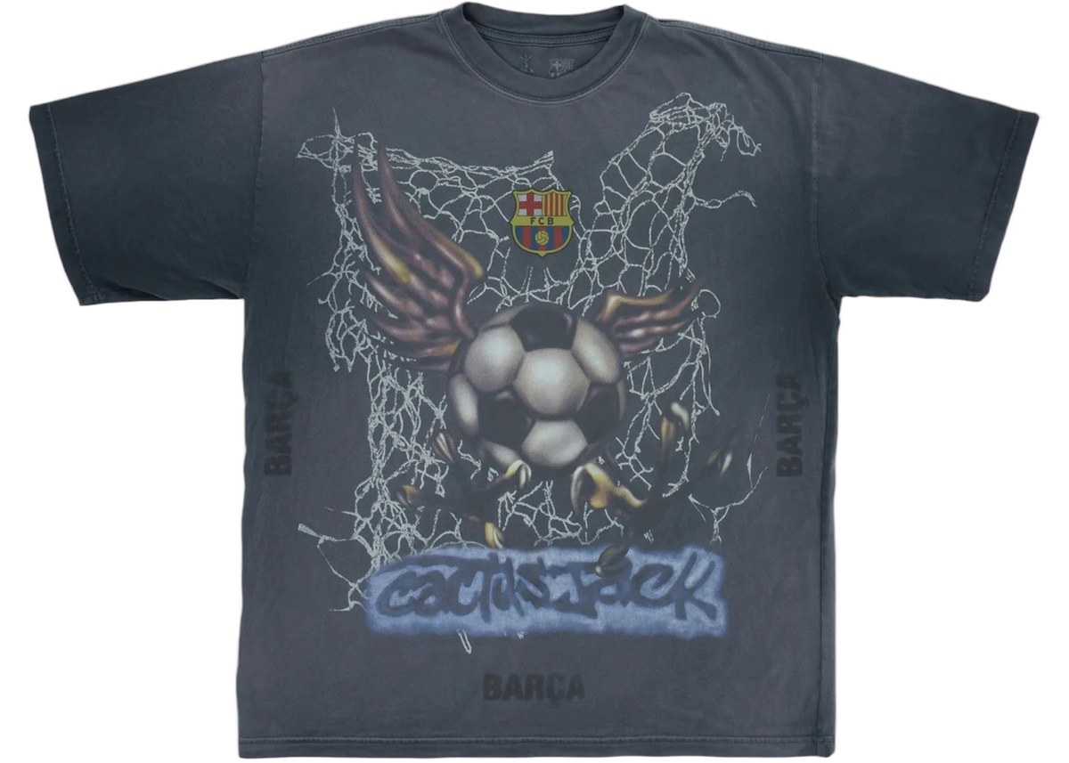 Travis Scott x FC Barcelona Washed Spray Logo T-Shirt Black