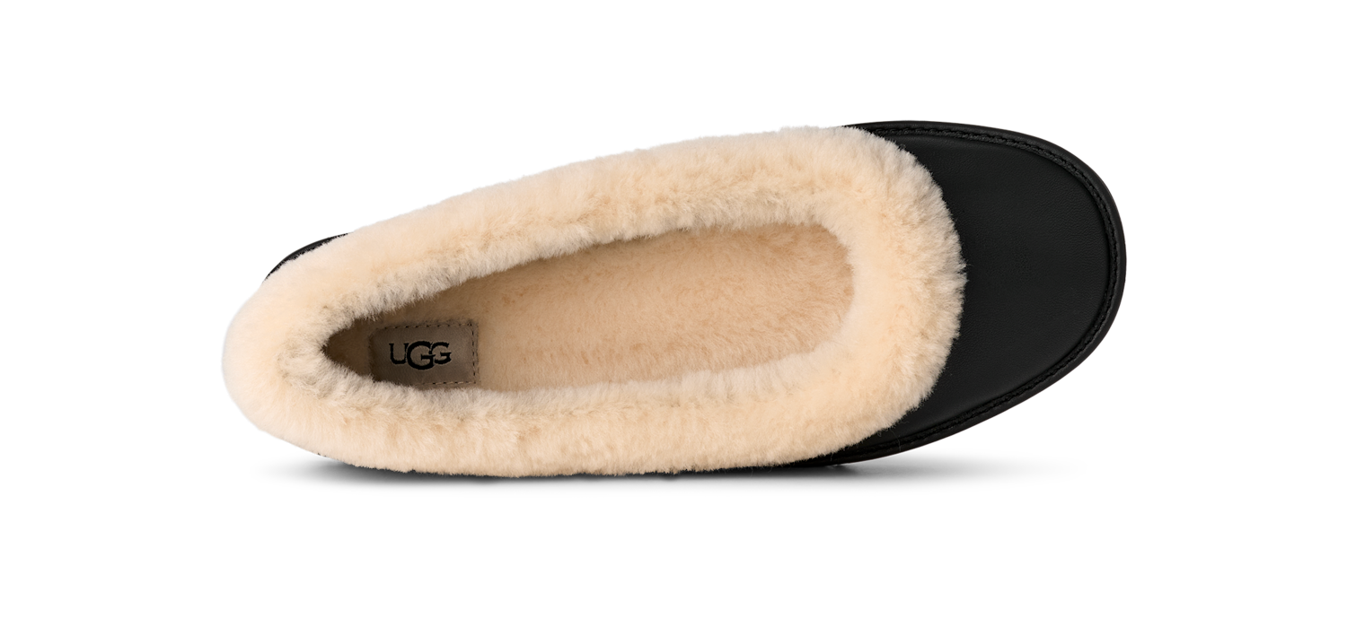 UGG Zora Leather Ballet Flat Black, Black (1178450-BLK)