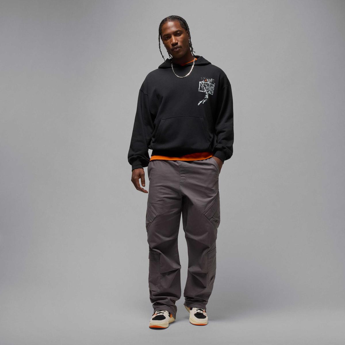 Air Jordan Brooklyn Oversized Pullover Hoodie Black/Starfish