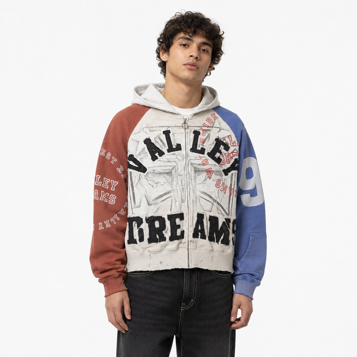 Vale Forever Patriot Chop and Screw Zip Up Hoodie Grey