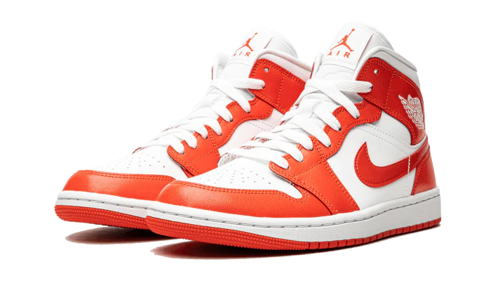 Air Jordan 1 Mid Syracuse, White/White/Habanero Red (BQ6472-116)