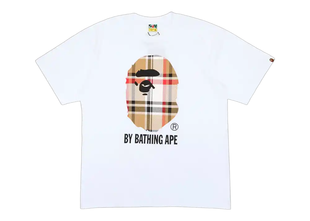 BAPE A Bathing Ape Check T-Shirt White Beige