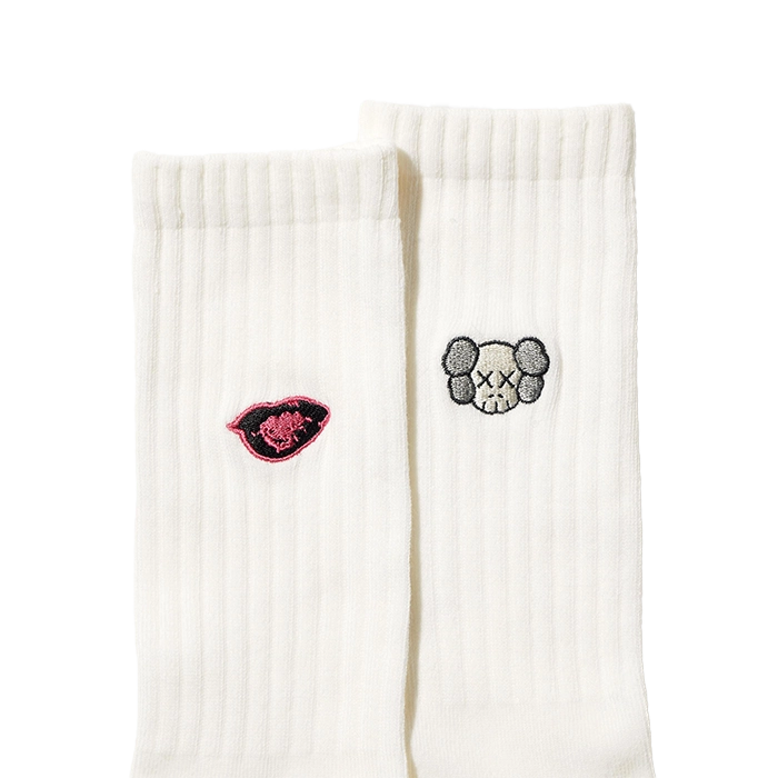 KAWS x Uniqlo Warhol Skull Head Socks White