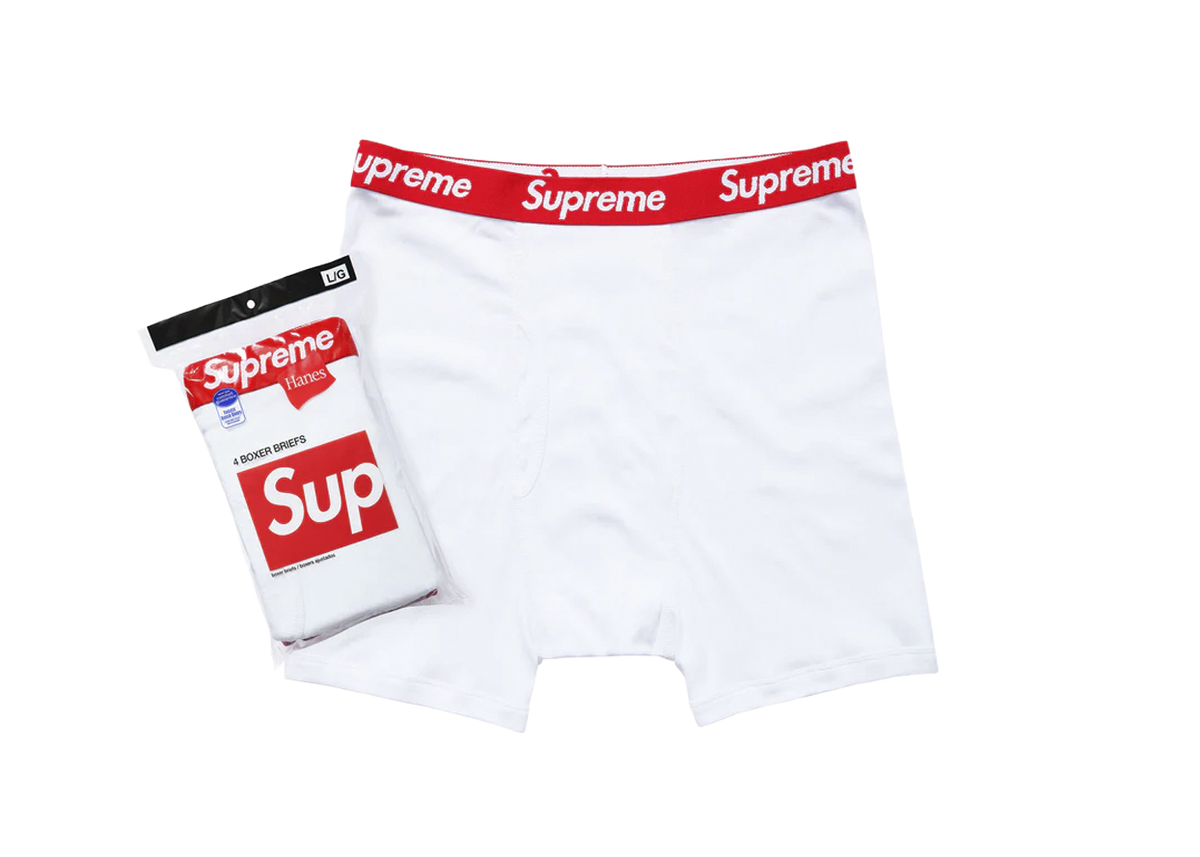 Supreme Hanes Boxer Briefs White (4 Pack)