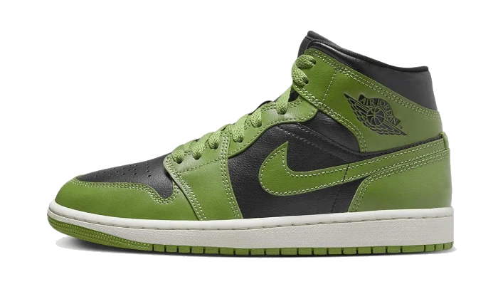 Air Jordan 1 Mid Altitude Green, Black/Sail/Altitude Green Heather (BQ6472-031)