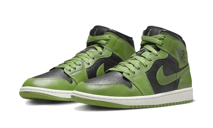 Air Jordan 1 Mid Altitude Green, Black/Sail/Altitude Green Heather (BQ6472-031)