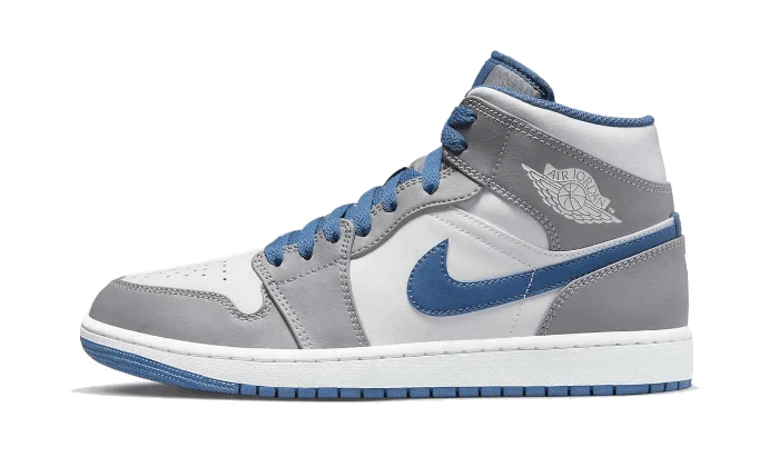 Air Jordan 1 Mid True Blue, Cement Grey/White/True Blue (DQ8426-014 / DQ8423-014)