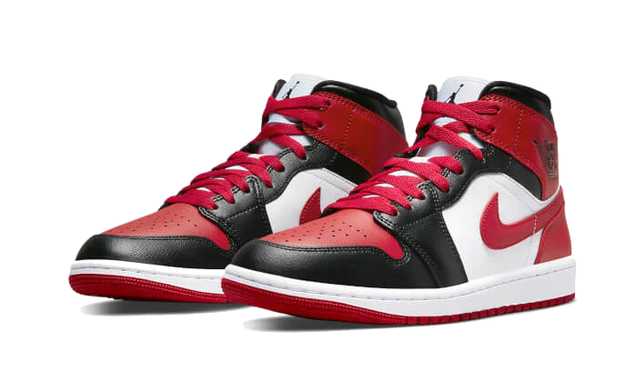 Air Jordan 1 Mid Alternate Bred Toe, White/Red/Black (BQ6472-079)