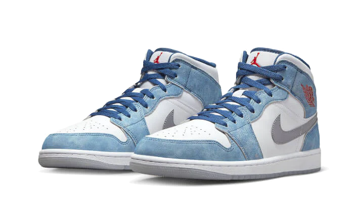 Air Jordan 1 Mid French Blue Fire Red, French Blue/Fire Red-White-Light Steel Grey (DN3706-401 / DR6235-401)