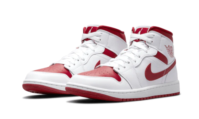 Air Jordan 1 Mid Reverse Chicago, White/Pomegranate-White (BQ6472-161)