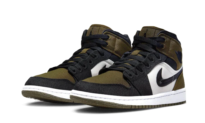 Air Jordan 1 Mid Olive Toe, Light Olive/Black-Sail-White (DV0427-301)