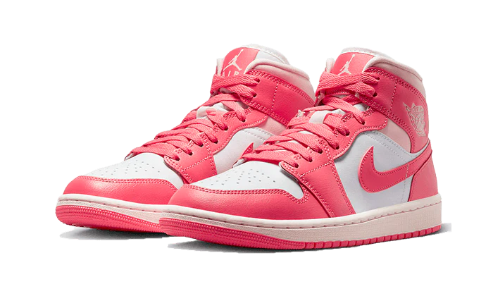 Air Jordan 1 Mid Strawberries and Cream, White/Sea Coral-Atmosphere-Sail (BQ6472-186)