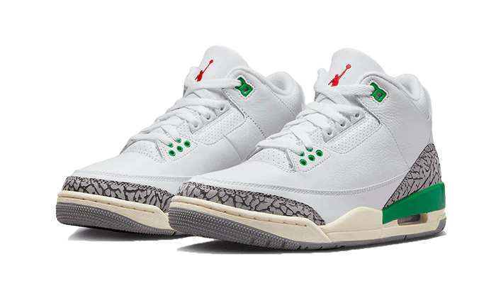 Air Jordan 3 Retro Lucky Green, White/Lucky Green/Varsity Red/Cement Grey/Sail (CK9246-136)