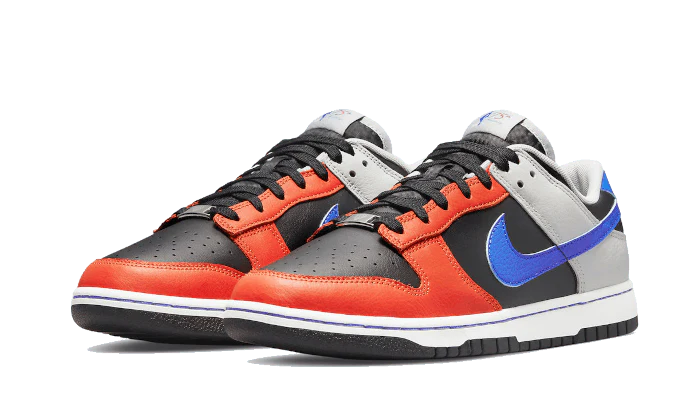 Nike Dunk Low EMB NBA 75th Anniversary Knicks, Black/Racer Blue-Grey Fog-Orange (DD3363-002)