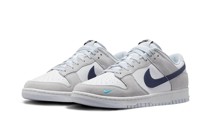 Nike Dunk Low White Grey Navy Aqua Mini Swoosh, White/Grey/Navy/Aqua (FJ4227-001)