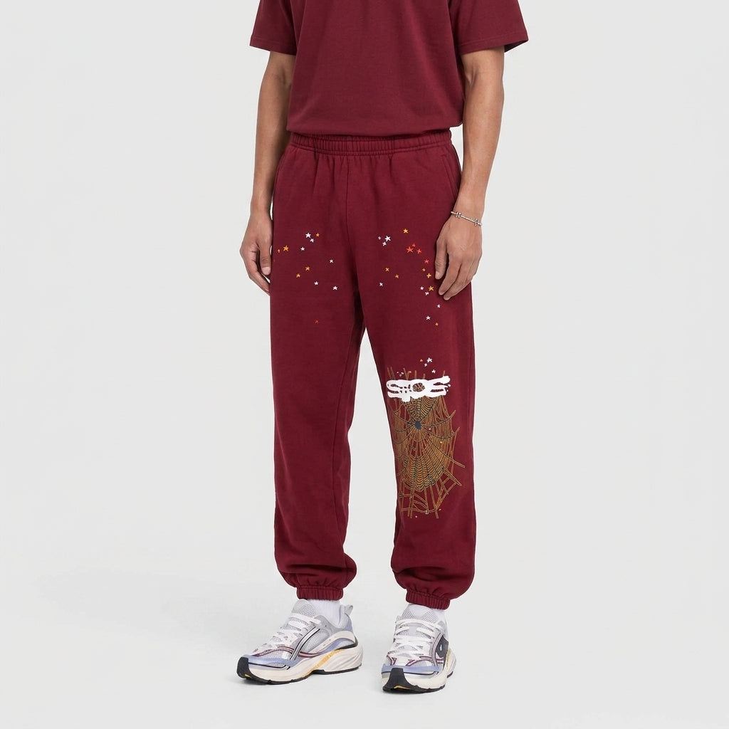 Sp5der Logo Sweatpant Maroon