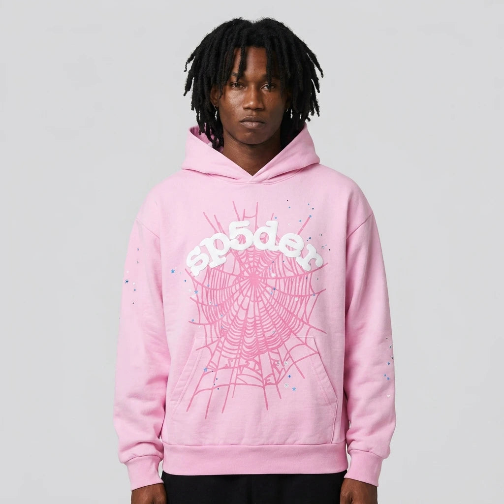 Sp5der OG Web Hoodie Pink