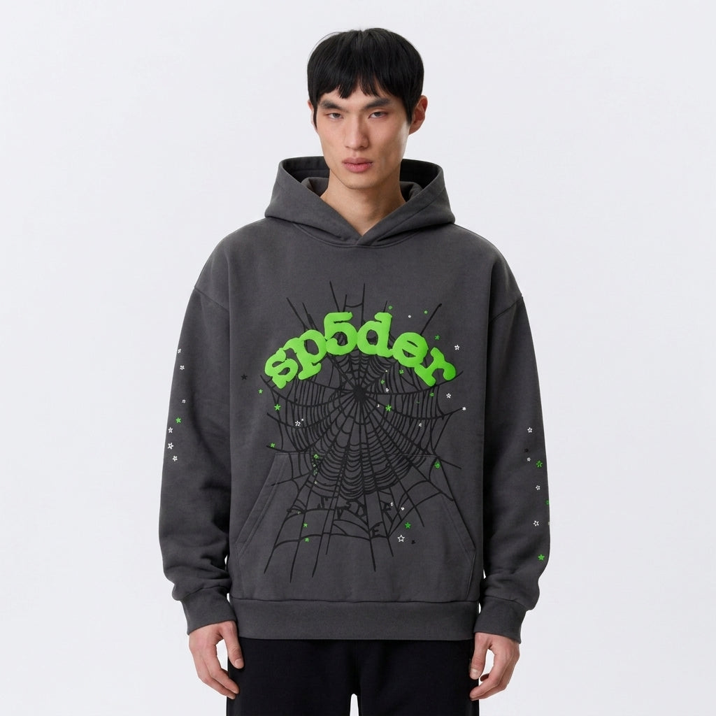 Sp5der Wait Web Hoodie Slate Grey