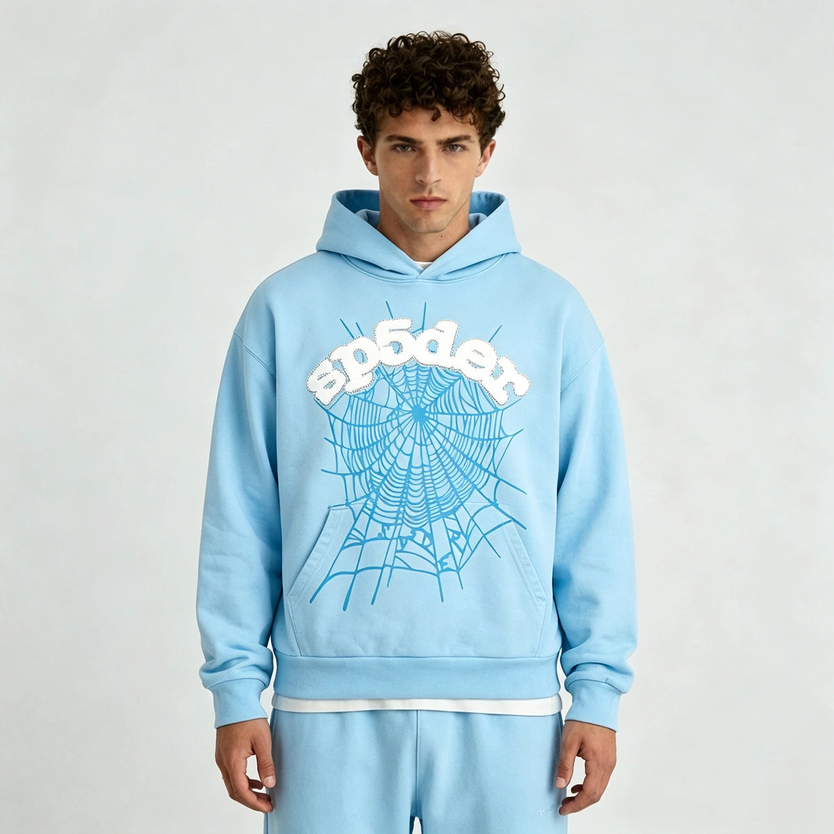 Sp5der Web Hoodie Sky Blue