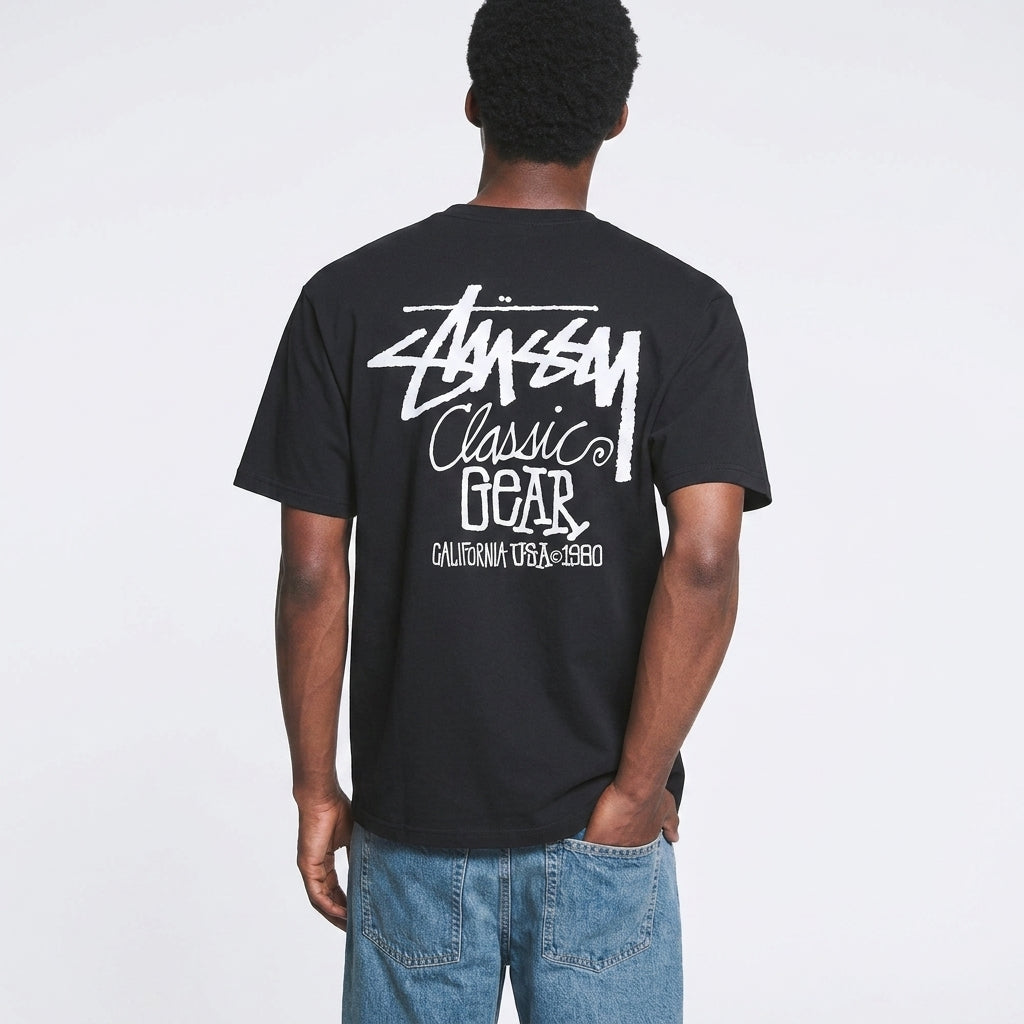 Stussy Classic Gear Pigment Dyed T-Shirt Black